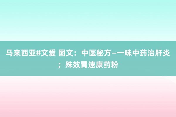 马来西亚#文爱 图文：中医秘方—一味中药治肝炎；殊效胃速康药粉