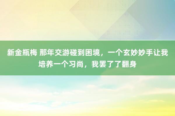 新金瓶梅 那年交游碰到困境，一个玄妙妙手让我培养一个习尚，我罢了了翻身