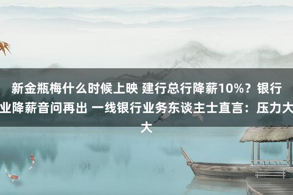 新金瓶梅什么时候上映 建行总行降薪10%？银行业降薪音问再出 一线银行业务东谈主士直言：压力大