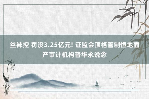 丝袜控 罚没3.25亿元! 证监会顶格管制恒地面产审计机构普华永说念