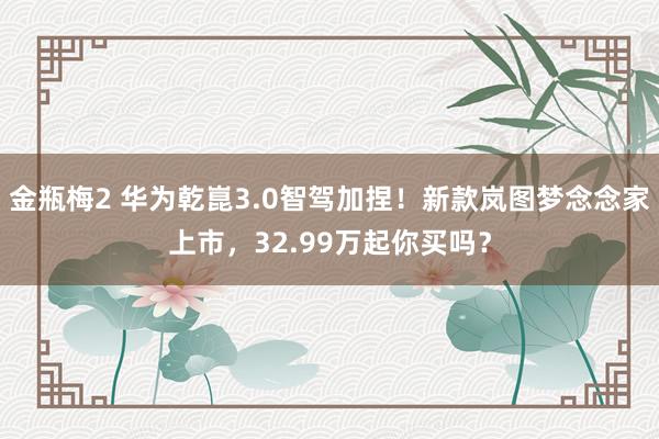 金瓶梅2 华为乾崑3.0智驾加捏！新款岚图梦念念家上市，32.99万起你买吗？