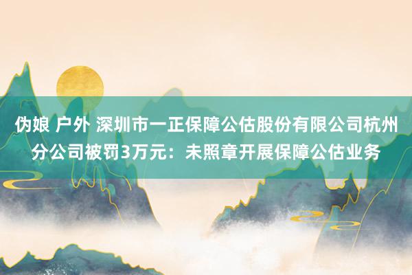 伪娘 户外 深圳市一正保障公估股份有限公司杭州分公司被罚3万元：未照章开展保障公估业务