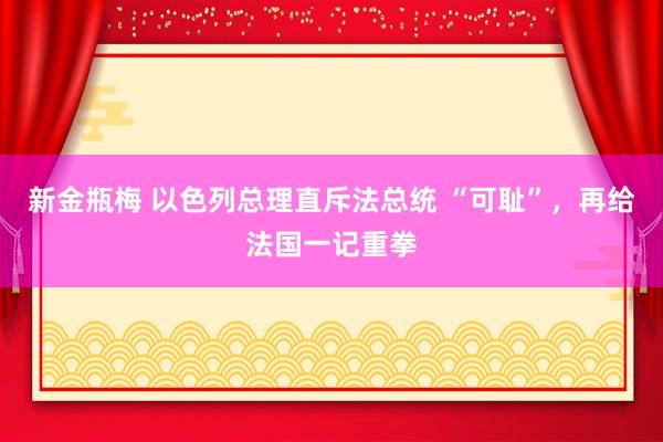 新金瓶梅 以色列总理直斥法总统 “可耻”，再给法国一记重拳