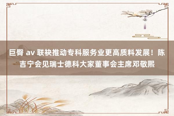 巨臀 av 联袂推动专科服务业更高质料发展！陈吉宁会见瑞士德科大家董事会主席邓敬熙