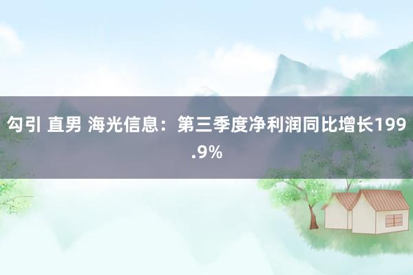 勾引 直男 海光信息：第三季度净利润同比增长199.9%