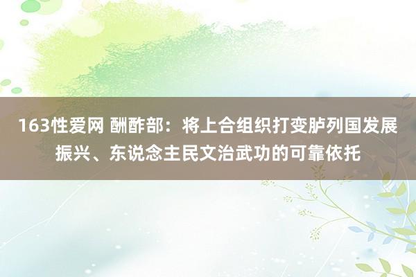 163性爱网 酬酢部：将上合组织打变胪列国发展振兴、东说念主民文治武功的可靠依托