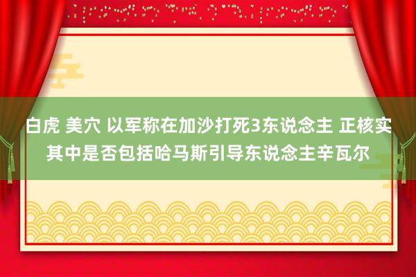 白虎 美穴 以军称在加沙打死3东说念主 正核实其中是否包括哈马斯引导东说念主辛瓦尔