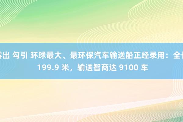 露出 勾引 环球最大、最环保汽车输送船正经录用：全长 199.9 米，输送智商达 9100 车