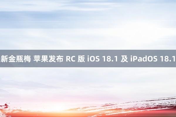 新金瓶梅 苹果发布 RC 版 iOS 18.1 及 iPadOS 18.1