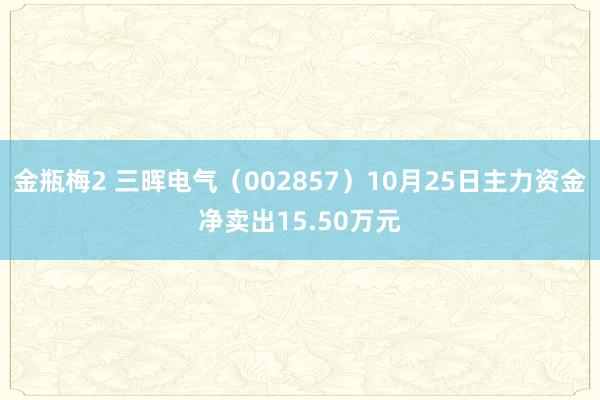 金瓶梅2 三晖电气（002857）10月25日主力资金净卖出15.50万元