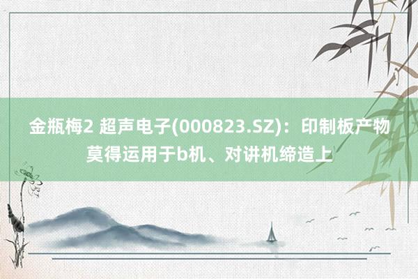 金瓶梅2 超声电子(000823.SZ)：印制板产物莫得运用于b机、对讲机缔造上