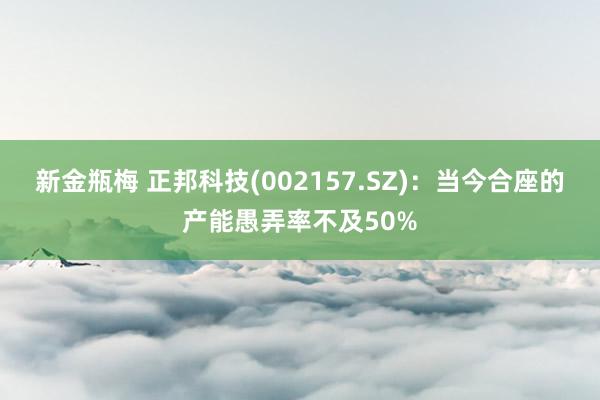 新金瓶梅 正邦科技(002157.SZ)：当今合座的产能愚弄率不及50%