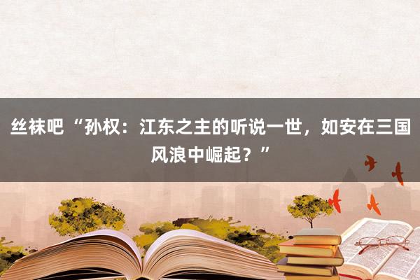 丝袜吧 “孙权：江东之主的听说一世，如安在三国风浪中崛起？”