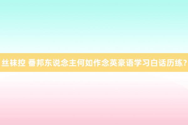 丝袜控 番邦东说念主何如作念英豪语学习白话历练？