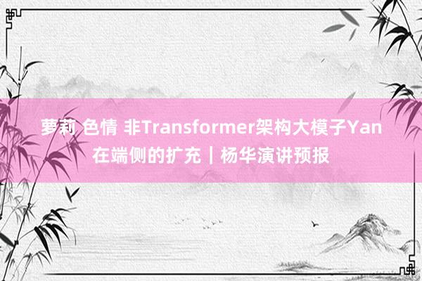 萝莉 色情 非Transformer架构大模子Yan在端侧的扩充｜杨华演讲预报