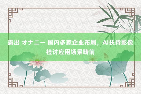 露出 オナニー 国内多家企业布局，AI扶持影像检讨应用场景畴前