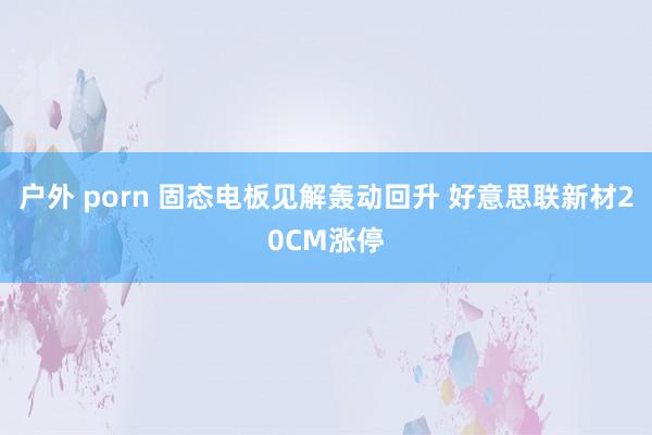 户外 porn 固态电板见解轰动回升 好意思联新材20CM涨停