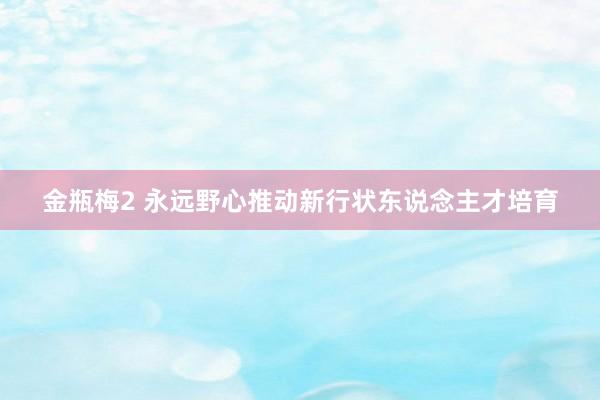 金瓶梅2 永远野心推动新行状东说念主才培育