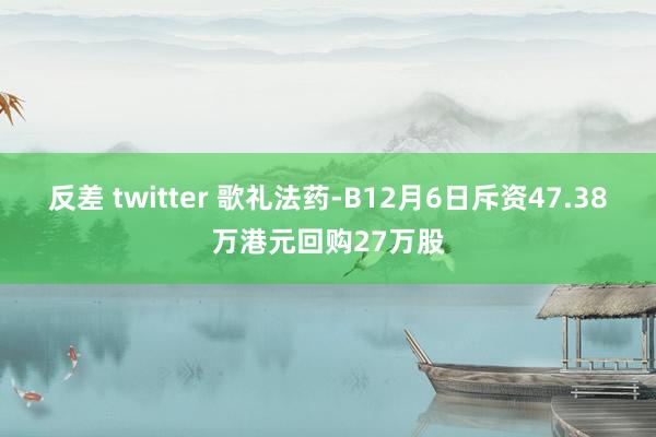 反差 twitter 歌礼法药-B12月6日斥资47.38万港元回购27万股