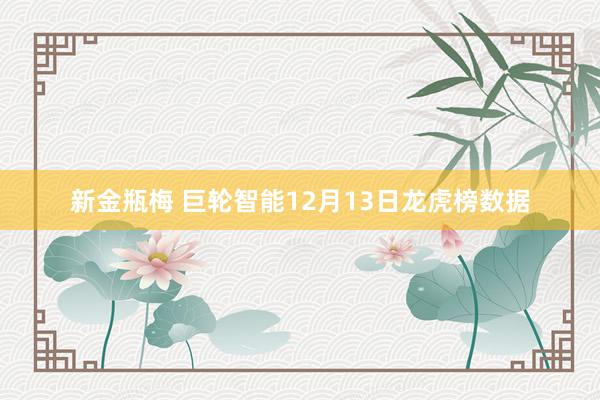 新金瓶梅 巨轮智能12月13日龙虎榜数据