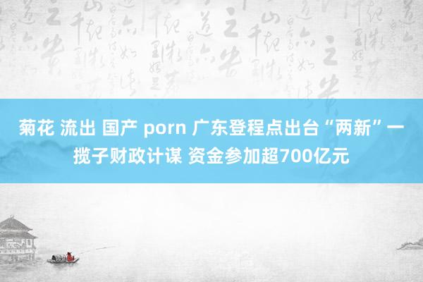 菊花 流出 国产 porn 广东登程点出台“两新”一揽子财政计谋 资金参加超700亿元