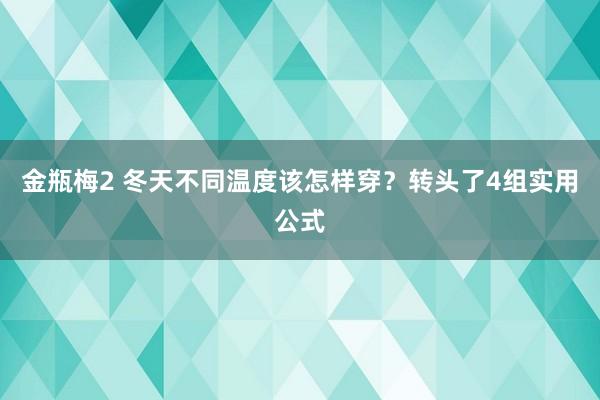 金瓶梅2 冬天不同温度该怎样穿？转头了4组实用公式