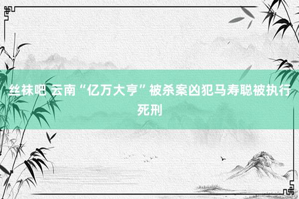 丝袜吧 云南“亿万大亨”被杀案凶犯马寿聪被执行死刑