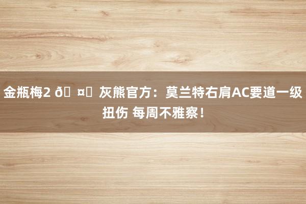 金瓶梅2 🤕灰熊官方：莫兰特右肩AC要道一级扭伤 每周不雅察！