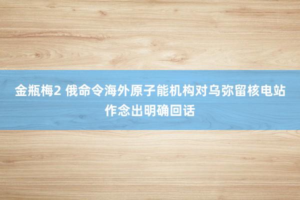 金瓶梅2 俄命令海外原子能机构对乌弥留核电站作念出明确回话