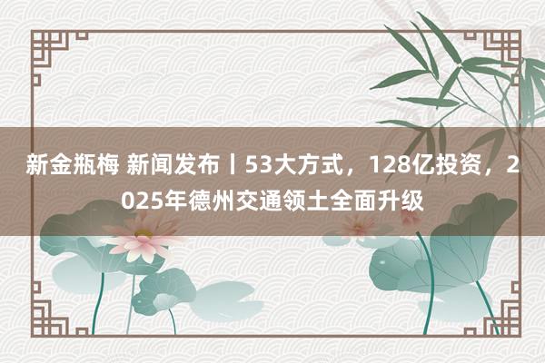 新金瓶梅 新闻发布丨53大方式，128亿投资，2025年德州交通领土全面升级